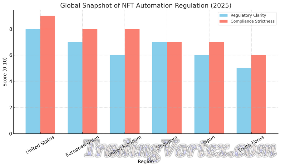 Snapshot Comparing Regulatory Clarity And Compliance Strictness For Automated NFT Trading